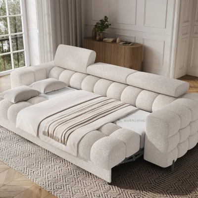 Geräumiges Schlafsofa ILARA – hellbeige