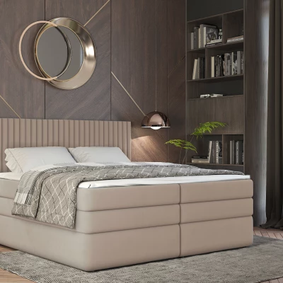 Boxspringbett 140x200 LUMIRA 1 - beige + GRATIS Matratzenauflage