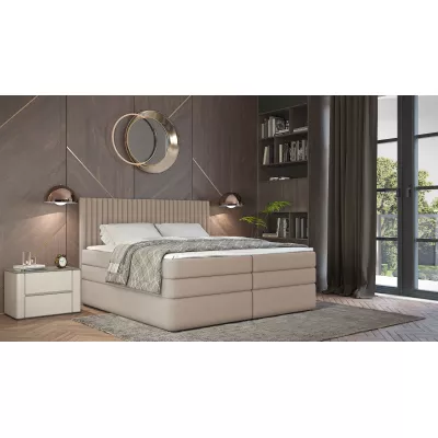 Boxspringbett 140x200 LUMIRA 2 - beige + GRATIS Matratzenauflage
