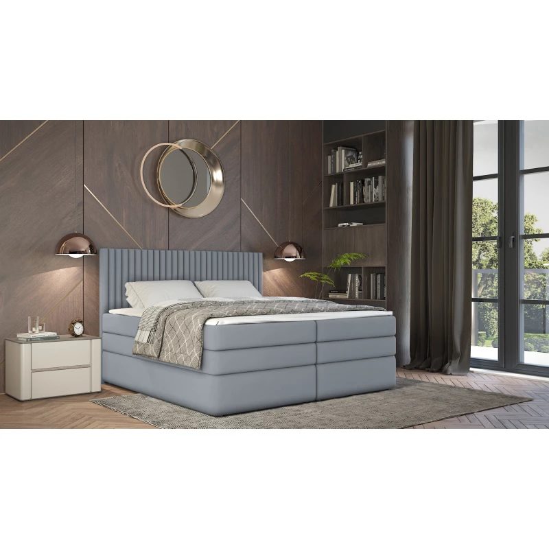 Boxspringbett 180x200 LUMIRA 1 - Hellgrau + GRATIS Matratzenauflage