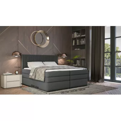 Boxspringbett 160x200 LUMIRA 2 - Hellgrau + GRATIS Matratzenauflage
