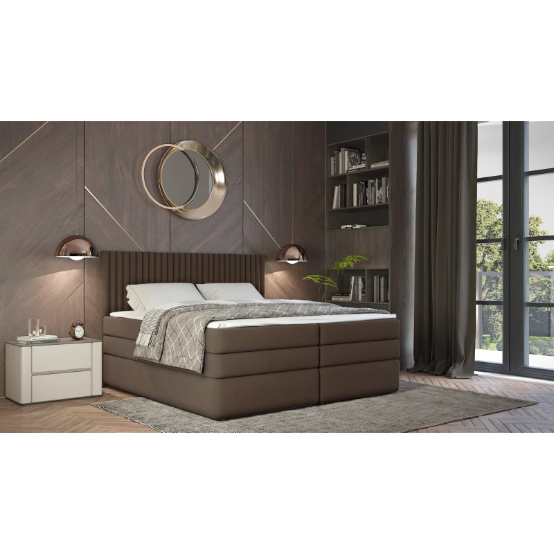 Boxspringbett 140x200 LUMIRA 1 - braun + GRATIS Matratzenauflage