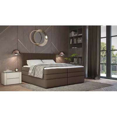 Boxspringbett 140x200 LUMIRA 2 - braun + GRATIS Matratzenauflage