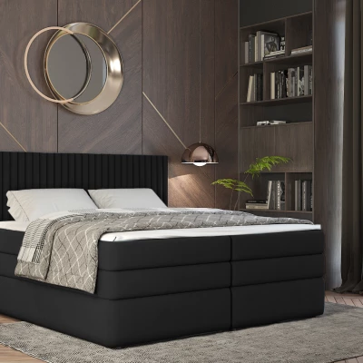 Boxspringbett 180x200 LUMIRA 1 - schwarz + GRATIS Matratzenauflage