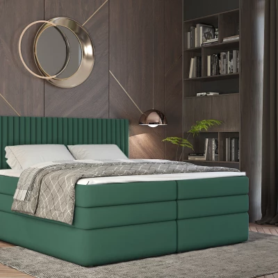 Boxspringbett 180x200 LUMIRA 2 - grün + GRATIS Matratzenauflage
