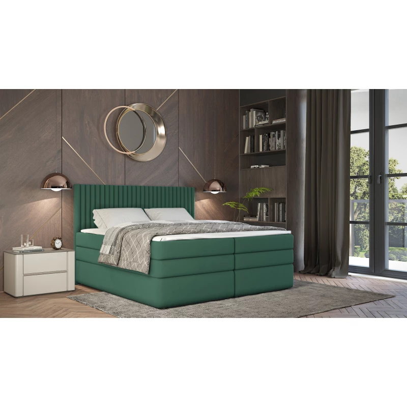 Boxspringbett 180x200 LUMIRA 2 - grün + GRATIS Matratzenauflage