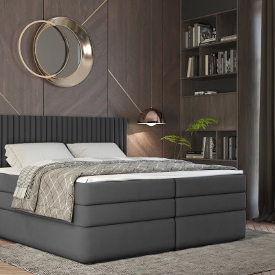Boxspringbett 160x200 LUMIRA 2 - grau + GRATIS Matratzenauflage