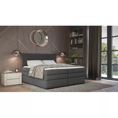 Boxspringbett 160x200 LUMIRA 2 - grau + GRATIS Matratzenauflage