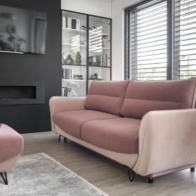 Schlafsofa fürs Wohnzimmer AISLIN – Dunkelrosa/Hellbeige