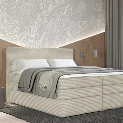 Amerikanisches Bett 140x200 CALVIA 2 - Ecru + GRATIS Matratzenauflage
