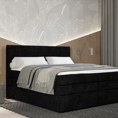 Amerikanisches Bett 140x200 CALVIA 2 - schwarz + GRATIS Matratzenauflage