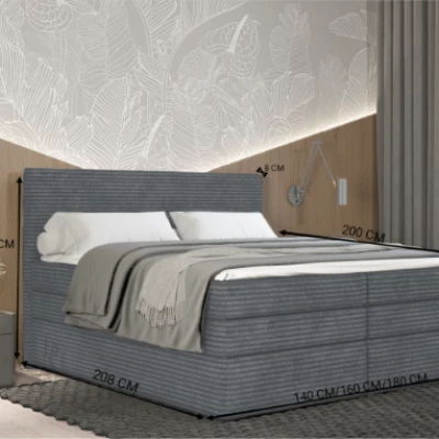 Amerikanisches Bett 140x200 CALVIA 2 - grau + GRATIS Matratzenauflage