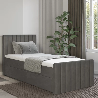 Boxspringbett Einzelbett 90x200 VANTARA 2 - grau