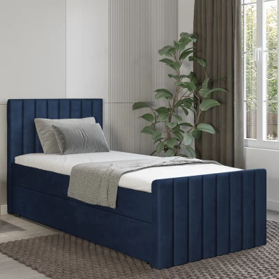 Boxspringbett Einzelbett 100x200 VANTARA 2 - blau