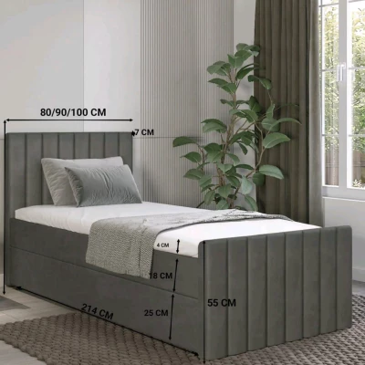 Boxspringbett Einzelbett 100x200 VANTARA 2 - blau