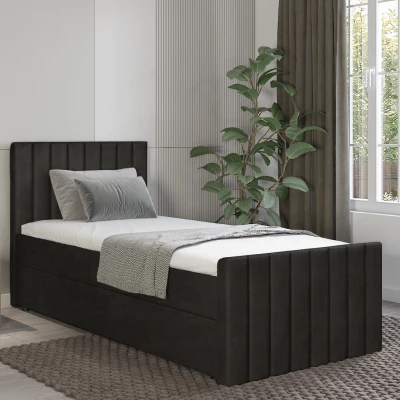 Boxspringbett Einzelbett 90x200 VANTARA 1 - schwarz
