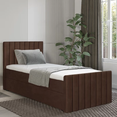 Boxspringbett Einzelbett 80x200 VANTARA 1 - dunkelbraun