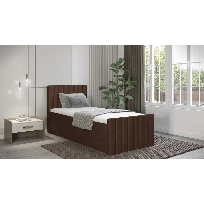 Boxspringbett Einzelbett 100x200 VANTARA 2 - dunkelbraun