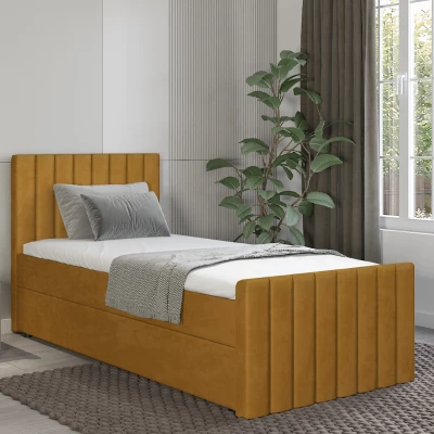 Boxspringbett Einzelbett 90x200 VANTARA 2 - Senfgelb