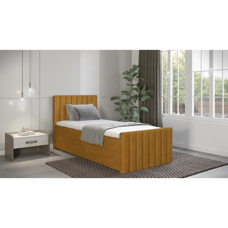 Boxspringbett Einzelbett 80x200 VANTARA 1 - Senfgelb