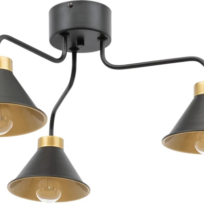 Dreiarmige Aufbaudeckenleuchte DETMER – Schwarz/Gold