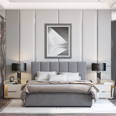 Hotel-Doppelbett 140x200 LUNARIA 1 - grau