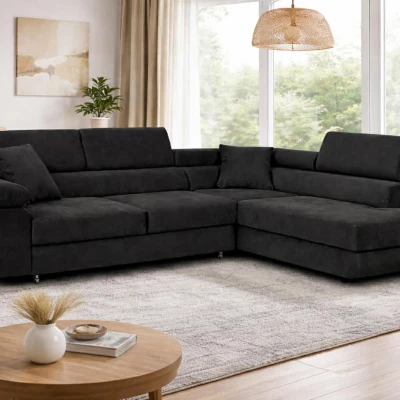 Schlafsofa AZARIA – schwarz, rechte Ecke