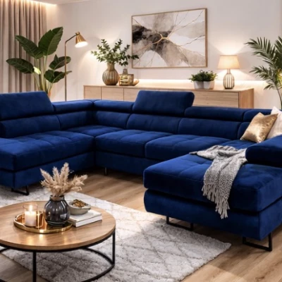Sofagarnitur für U-förmige Sitzgruppe AZARIA - blau