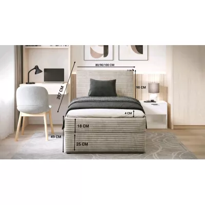 Einzelbett 100x200 ORVEXA 2 - grau
