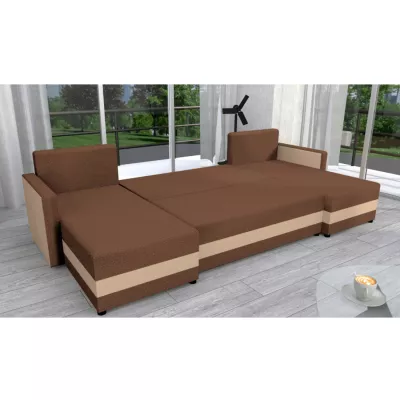 U-förmiges Schlafsofa PRIVANO – schwarz/rot