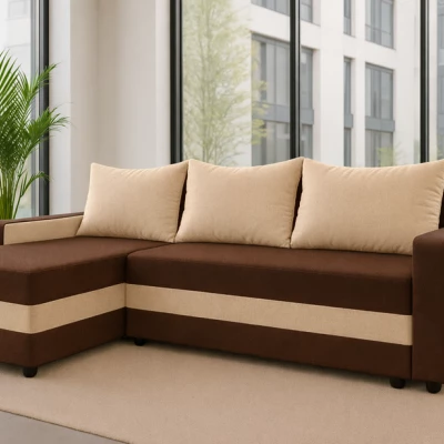Ecksofagarnitur PRIVANO - braun / beige