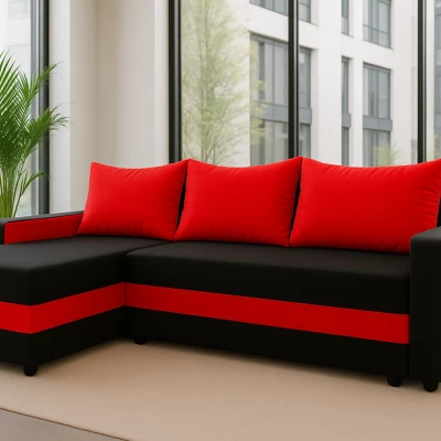 Ecksofa-Set PRIVANO - schwarz / rot