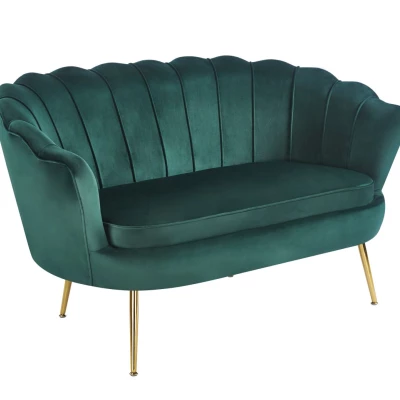 Elegantes Zweisitzer-Sofa IGLIKA – grün/goldene Beine
