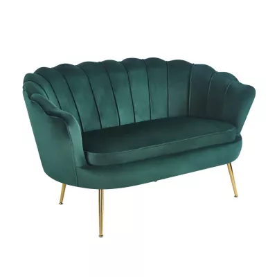 Elegantes Zweisitzer-Sofa IGLIKA – grün/goldene Beine