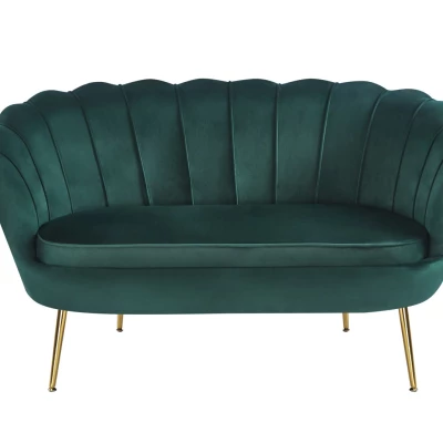 Elegantes Zweisitzer-Sofa IGLIKA – grün/goldene Beine