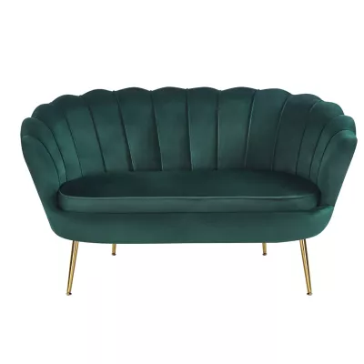 Elegantes Zweisitzer-Sofa IGLIKA – grün/goldene Beine