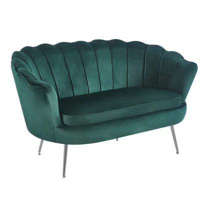Elegantes Zweisitzer-Sofa IGLIKA – grün / silberne Beine