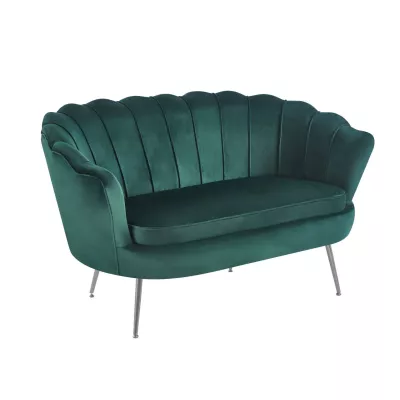 Elegantes Zweisitzer-Sofa IGLIKA – grün / silberne Beine