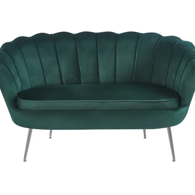 Elegantes Zweisitzer-Sofa IGLIKA – grün / silberne Beine