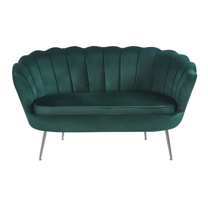 Elegantes Zweisitzer-Sofa IGLIKA – grün / silberne Beine