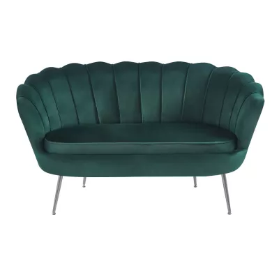 Elegantes Zweisitzer-Sofa IGLIKA – grün / silberne Beine