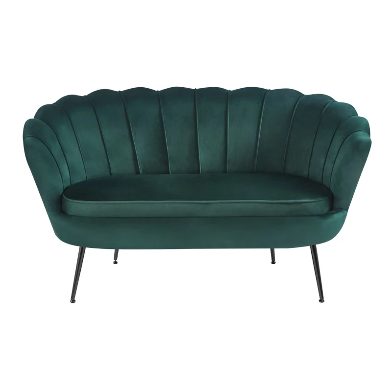 Elegantes Zweisitzer-Sofa IGLIKA – grün / schwarze Beine