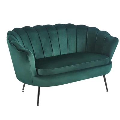 Elegantes Zweisitzer-Sofa IGLIKA – grün / schwarze Beine