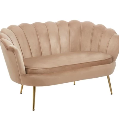 Elegantes Zweisitzer-Sofa IGLIKA – Cappuccino / goldene Beine