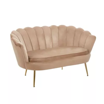 Elegantes Zweisitzer-Sofa IGLIKA – Cappuccino / goldene Beine