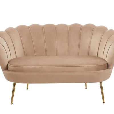 Elegantes Zweisitzer-Sofa IGLIKA – Cappuccino / goldene Beine