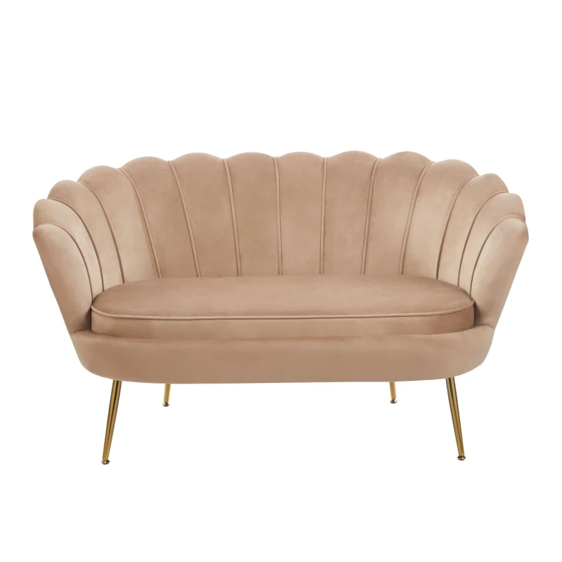 Elegantes Zweisitzer-Sofa IGLIKA – Cappuccino / goldene Beine