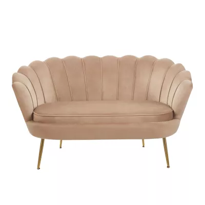 Elegantes Zweisitzer-Sofa IGLIKA – Cappuccino / goldene Beine