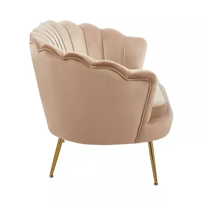 Elegantes Zweisitzer-Sofa IGLIKA – Cappuccino / goldene Beine