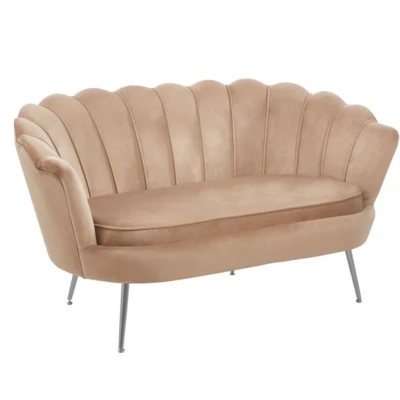 Elegantes Zweisitzer-Sofa IGLIKA – Cappuccino / silberne Beine